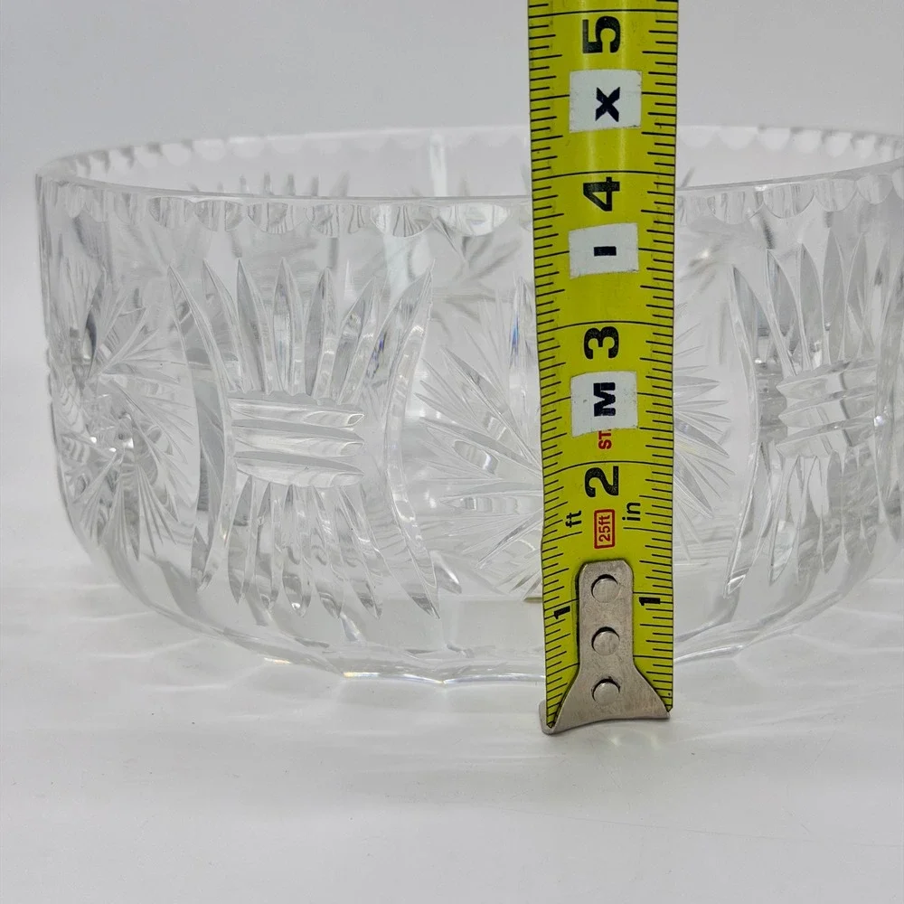 Unbranded Pinwheel Star Cut Glass Serving Bowl Scalloped‎ Rim Vintage Excellent